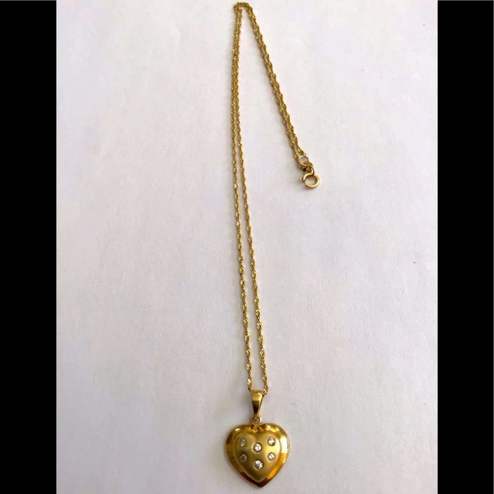 Designer 14K Gold Diamond Heart Necklace 4.07 Gr.
